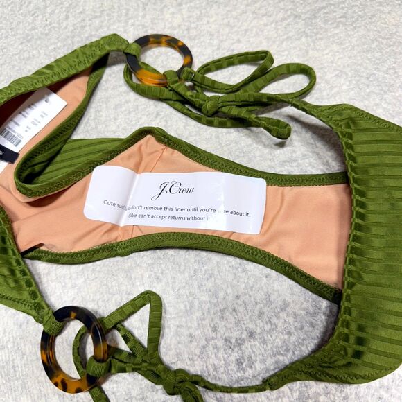 J.Crew Wide-Rib High-Rise Bikini Bottom Dark Green Ladies Size M NEW - Picture 6 of 9